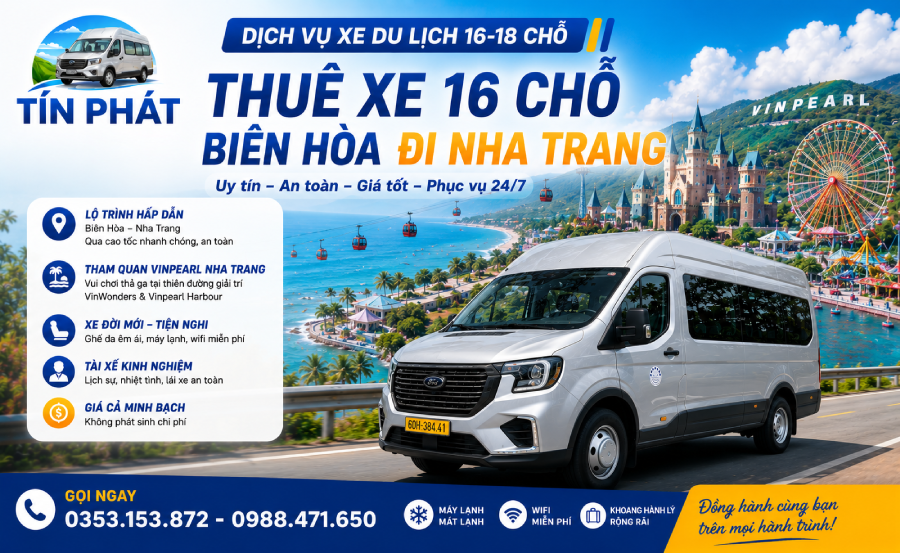 Thuê Xe 16 Chỗ Biên Hòa Đi Nha Trang