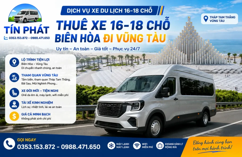 Thuê xe 16 chỗ Biên Hòa Đi Vũng Tàu